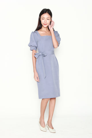 Adrienne Puff Sleeve Dress in Grey