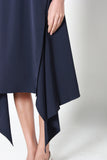 Jeraldine Waterfall Hem Dress in Navy