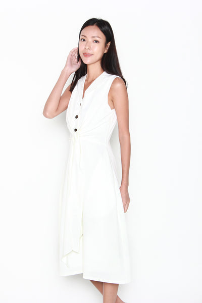 Josephine Tuxedo Style Dress in White