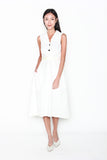 Josephine Tuxedo Style Dress in White