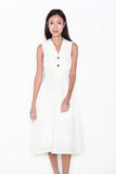 Josephine Tuxedo Style Dress in White