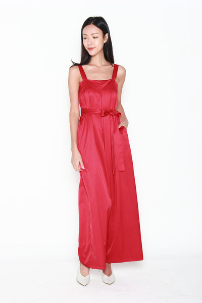 Lola Wide-Legged Jumpsuit in Red