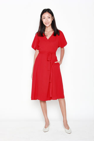 Charlene Wrap Dress in Red