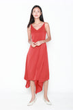 Jeraldine Waterfall Hem Dress in Rose