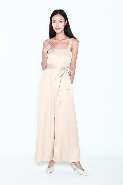 Lola Wide-Legged Jumpsuit in Wheat