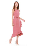 Helen Waterfall Ruffles Dress in Salmon