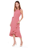 Helen Waterfall Ruffles Dress in Salmon