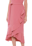 Helen Waterfall Ruffles Dress in Salmon