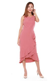 Helen Waterfall Ruffles Dress in Salmon