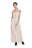 Rebecca Button Jumpsuit in Cream