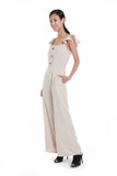 Rebecca Button Jumpsuit in Cream