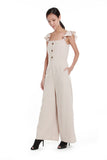 Rebecca Button Jumpsuit in Cream