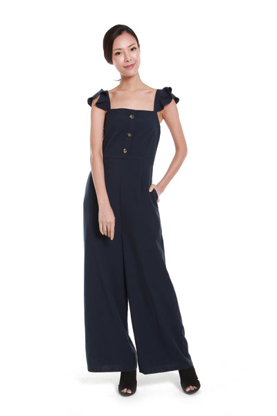 Rebecca Button Jumpsuit in Navy