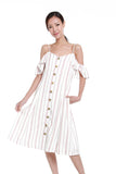 Penelope Cold Shoulder Stripe Dress