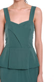 Jessica Center Slit Peplum Dress in Emerald