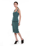 Jessica Center Slit Peplum Dress in Emerald