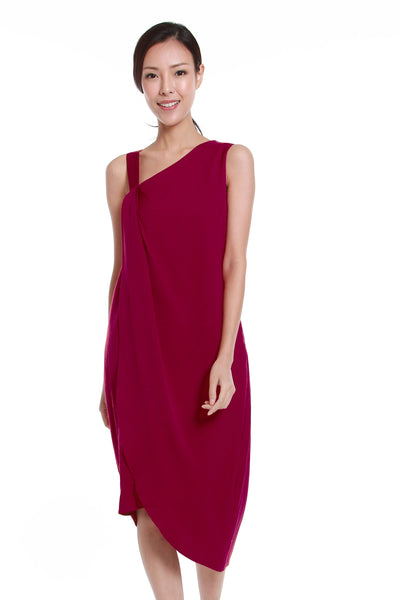 Liv Toga Dress in Magenta