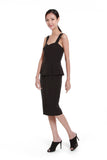 Jessica Center Slit Peplum Dress in Black