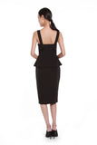 Jessica Center Slit Peplum Dress in Black