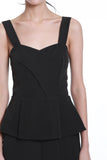 Jessica Center Slit Peplum Dress in Black