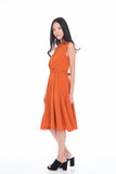 Lillie Mandarin Collar Button Skater in Rust