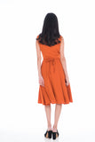Lillie Mandarin Collar Button Skater in Rust