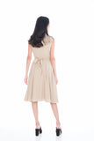 Lillie Mandarin Collar Button Skater in Sand