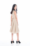 Lillie Mandarin Collar Button Skater in Sand