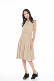 Lillie Mandarin Collar Button Skater in Sand