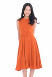 Lillie Mandarin Collar Button Skater in Rust