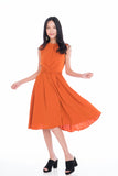 Lillie Mandarin Collar Button Skater in Rust