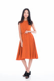 Lillie Mandarin Collar Button Skater in Rust