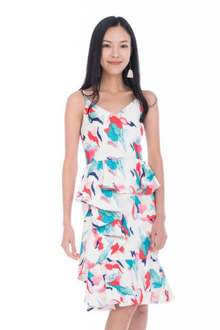 Aria Peplum Detail Sweet Heart Dress in Cream