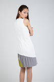 Quin Tri Colour Block Pleated Dress in Cream