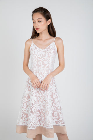 Cher Organza Lace Satin Skater in White