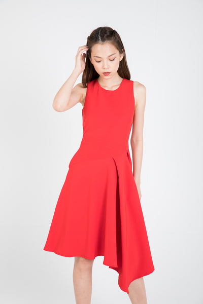 Maileen Side Fold Skater In Red