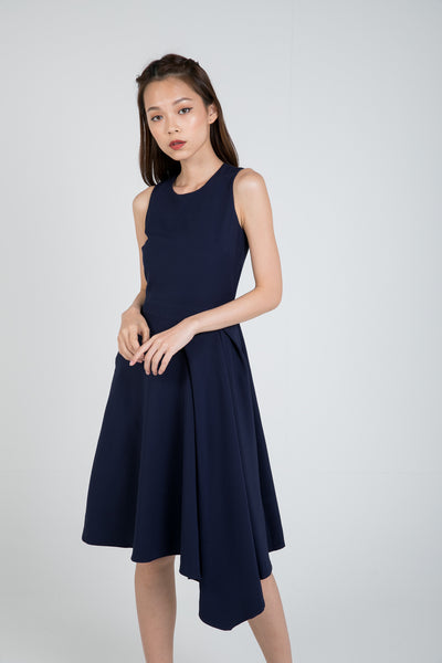 Maileen Side Fold Skater In Navy