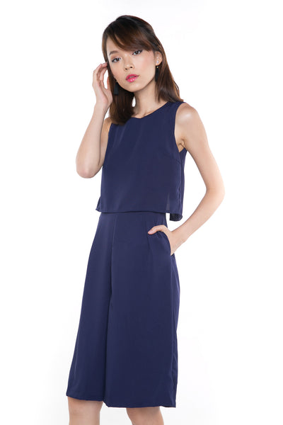 Maegan Crop Top Romper In Navy - Mint Ooak - One-piece, Romper, Mint Ooak Label - 3