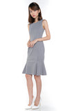Sarah Mermaid Hem Embossed Dress In Grey - Mint Ooak - Dress - 2