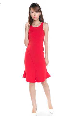 Jannas Flute Hem Split Midi In Chilli - Mint Ooak - Dress - 1