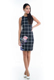 Katie Grid-Print Floral Midi in black - Mint Ooak - Dress - 2