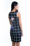 Katie Grid-Print Floral Midi in black - Mint Ooak - Dress - 4