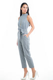 Nellie High-Neck Jumpsuit - Mint Ooak - Jumpsuit, Romper, Grey, high-neck - 4