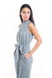 Nellie High-Neck Jumpsuit - Mint Ooak - Jumpsuit, Romper, Grey, high-neck - 6