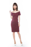 Rai Off Shoulder Midi In Wine - Mint Ooak - Dress - 3