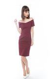 Rai Off Shoulder Midi In Wine - Mint Ooak - Dress - 4
