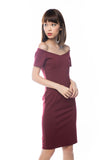 Rai Off Shoulder Midi In Wine - Mint Ooak - Dress - 1