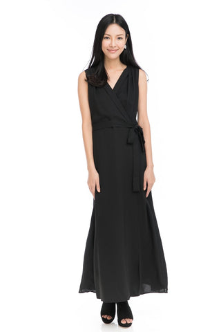Aubrey Tux Maxi Dress in Black