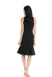 Julyne Tiered Fluted Hem Midi in Black