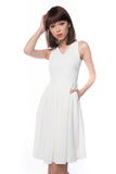 Leah Pine Stripe Full Circle Midi in Cream - Mint Ooak - Dress - 5
